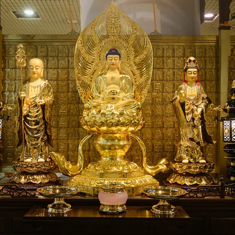128 cm Taiwan-kullattu puhdas kupari Buddha-patsas