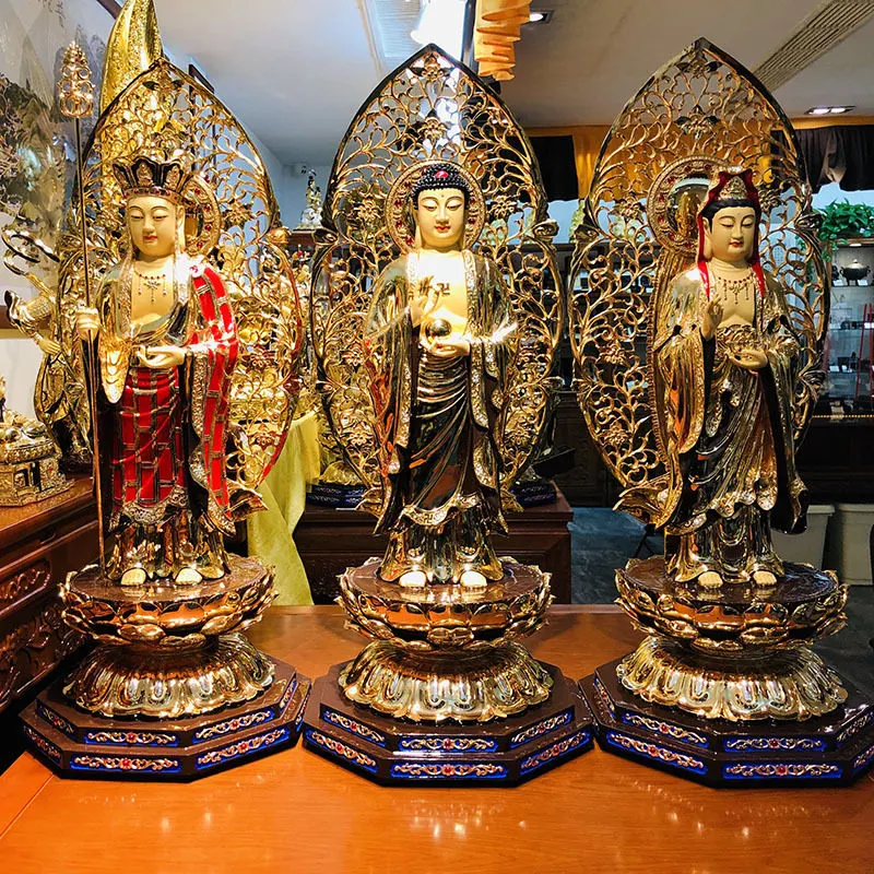16 tuuman kullattu puhdas kupari Buddha-patsas