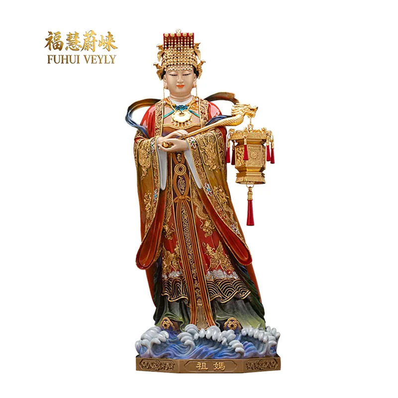 Valettu pronssinen Mazu-patsas