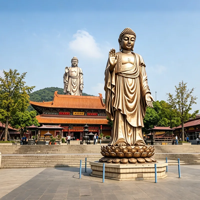 Suuri puhdaskuparinen Maitreya Buddha -patsas
